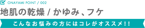 地肌の乾燥/かゆみ、フケ こんなお悩みの方にはコレがオススメ！！