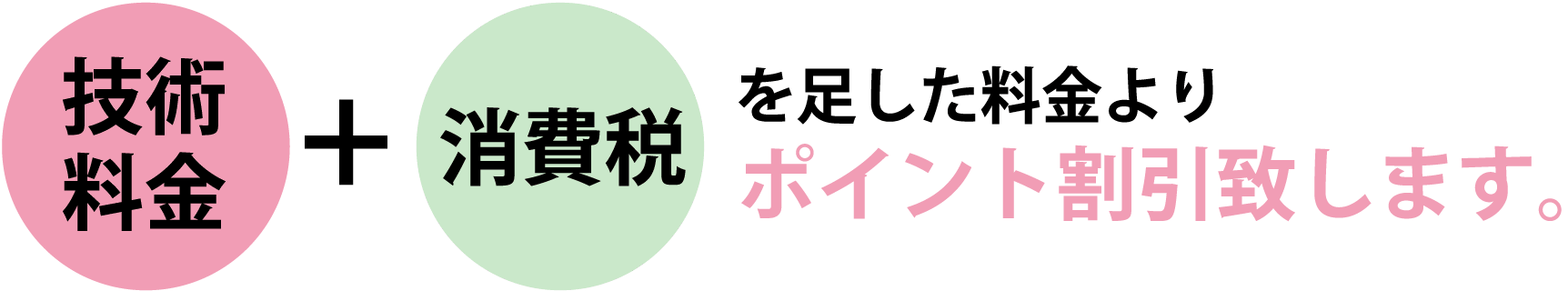 技術料金＋消費税を足した料金よりポイント割引致します。